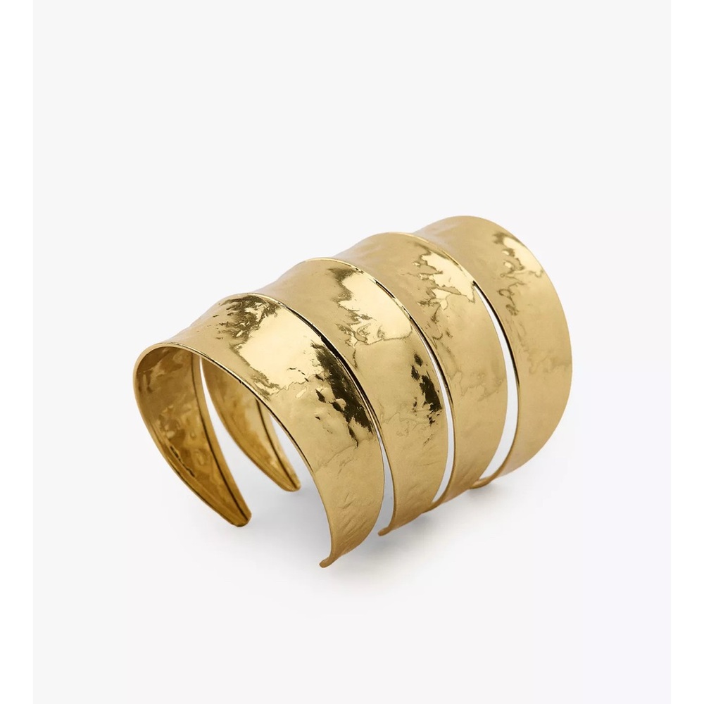 Zara Row Gold Tone Cuff Bracelet | Nwot | Golden